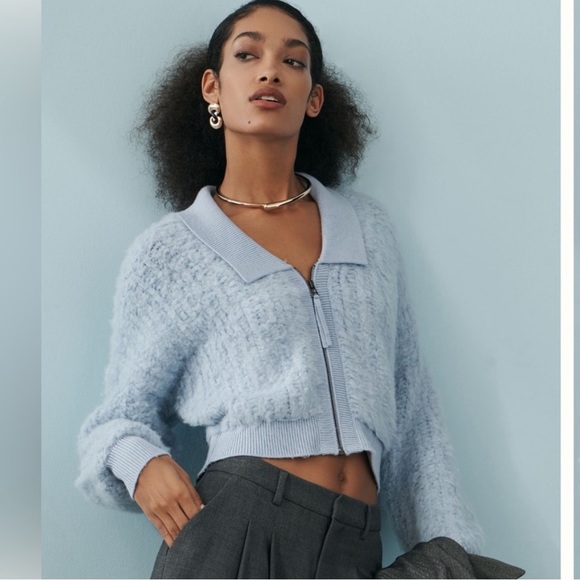 NWT | Anthropologie Zip Up Fuzzy Cardigan - Picture 4 of 8